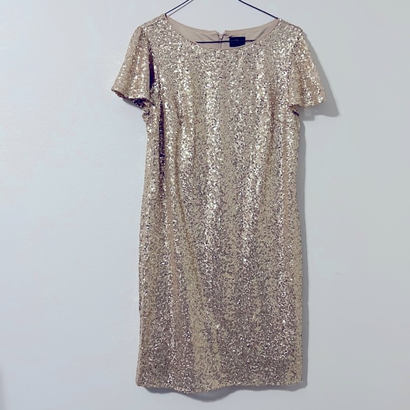 slim fit dress slacks Time to Shine Gold Sequin Mini Dress - 10 main image 1